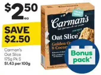 Woolworths Carman's Oat Slice 175g offer