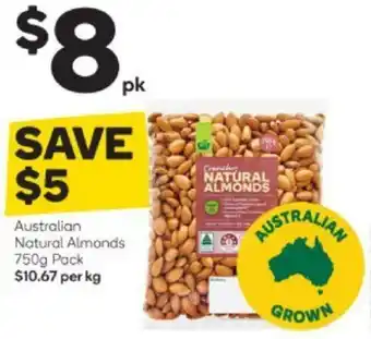 Woolworths Australian Natural Almonds 750g offer