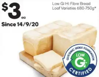 Woolworths Low Gi Hi Fibre Bread Loaf 680-750g offer