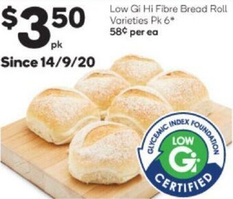 Woolworths Low Gi Hi Fibre Bread Roll offer