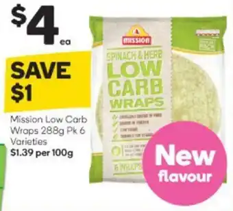 Woolworths Mission Low Carb Wraps 288g offer