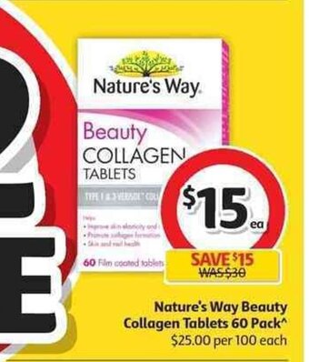 Coles Nature's Way Beauty Collagen Tablets 60 Pack offer