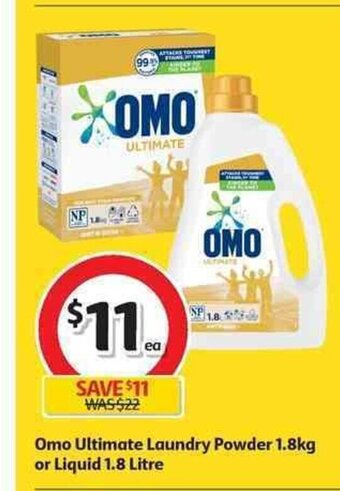 Coles Omo Ultimate Laundry Powder 1.8kg or Liquid 1.8 Litre offer