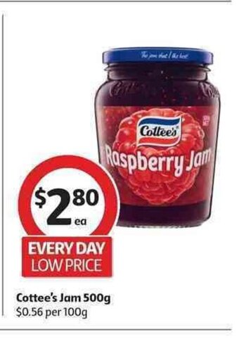 Coles Cottee's Jam 500g offer