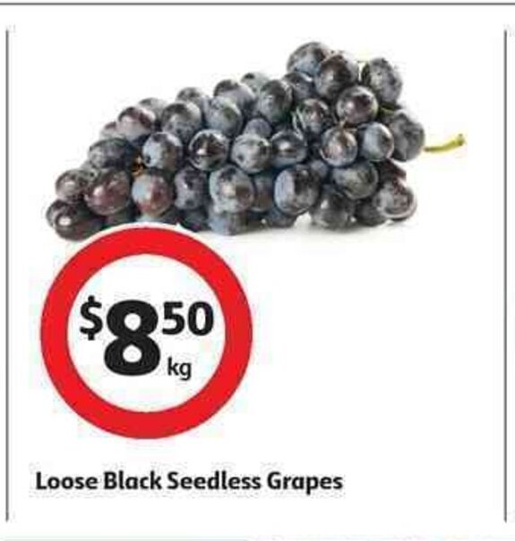 Loose Black Seedless Grapes per kg offer at Coles