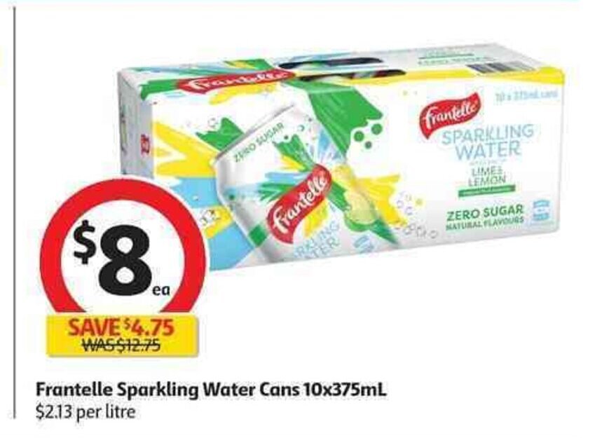 Frantelle Sparkling Water Cans 10 x 375mL offer at Coles