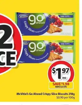 Coles McVitie's Go Ahead Go Ahead Crispy Slice Biscuits 218g offer