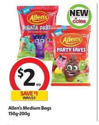 Coles Allen's Medium Bags 150g-200g offer