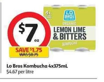 Coles Lo Bros Kombucha 4x375mL offer