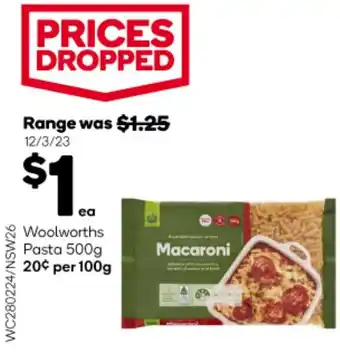 Woolworths Woolworths Pasta 500g offer