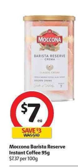 Coles Moccona Barista Reserve Instant Coffee 95g offer