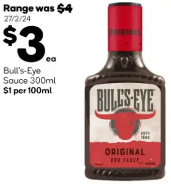 Woolworths Bull's-Eye Sauce 300ml offer