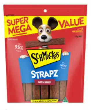 BIG W Schmackos Strapz with Beef Dog Treats 1kg offer