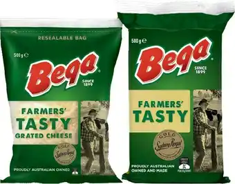 IGA Bega Cheese Block, Grated or Tasty Bar-B-Cubes 500g Selected Varieties offer
