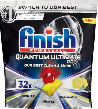 IGA Finish Quantum Ultimate Pro Dishwashing Tablets 32 Pack or 0% 34 Pack Selected Varieties offer