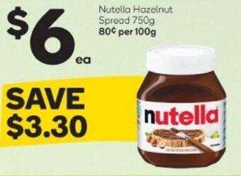 Woolworths Nutella Hazelnut Spread 750g offer