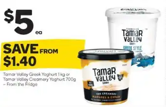 Woolworths Tamar Valley Greek or Creamy Yoghurt 1kg/700g offer