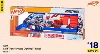 BIG W Nerf Ink'd Transformers Optimal Primal offer