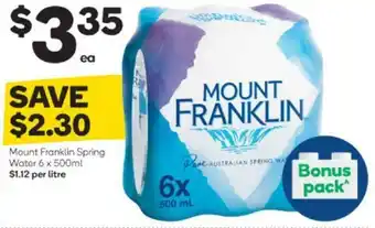 Woolworths Mount Franklin Spring Water 6x500ml offer