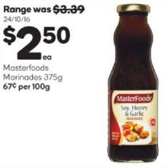 Woolworths MasterFoods Marinades 375g offer