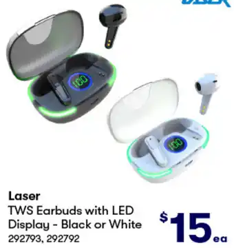 BIG W Laser TWS Earbuds with LED Display - Black or White offer