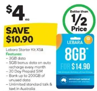 Woolworths Lebara Starter Kit XSA 8GB offer