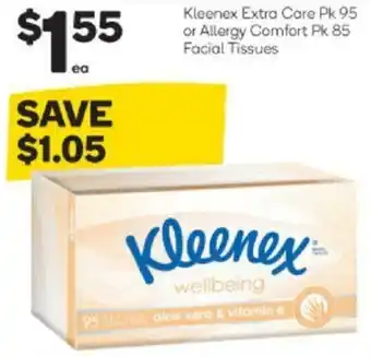 Woolworths Kleenex Facial Tissues Extra Care or Allergy Comfort offer