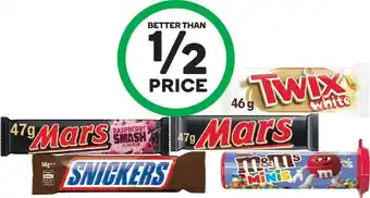 Woolworths Mars Medium Bars 40-56g or M&M’s Minis Tube 35g offer
