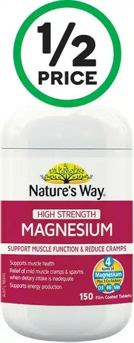 Woolworths Nature’s Way Magnesium Tablets Pk 150¥ offer