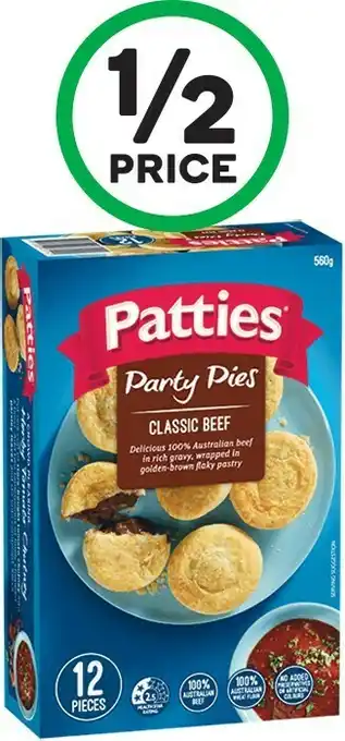 Woolworths Patties Party Pies or Sausage Rolls 450g-560g – From the Freezer offer