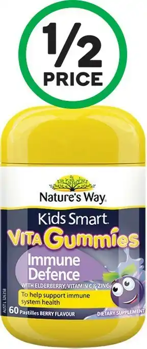 Woolworths Nature’s Way Kids Vita Gummies Immunity Pk 60¥ offer