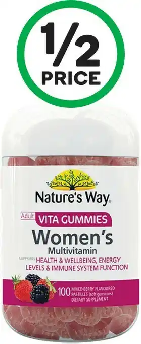 Woolworths Nature’s Way Vita Gummies Women’s Multivitamin Pk 100¥ offer