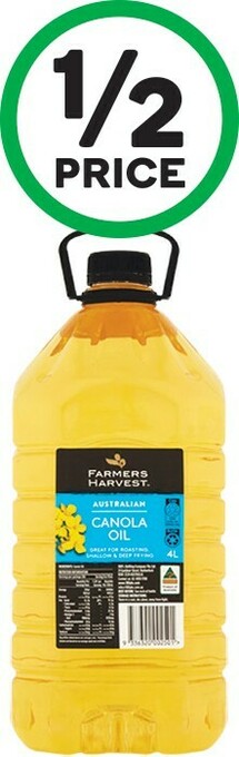 Woolworths Farmers Harvest Canola or Vegetable Oil 4 Litre offer