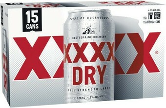 Woolworths XXXX Dry Cans 15x375ml offer