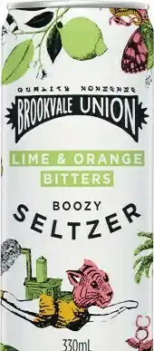Woolworths Brookvale Union Boozy Seltzer Lime & Orange Bitters Cans 4x330ml offer