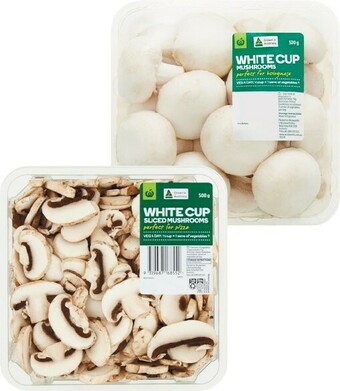 Woolworths Australian Cup or Sliced Mushrooms 500g Pack offer