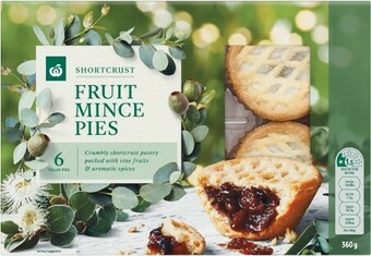 Woolworths Fruit Mince, Summer Berry or Blood Orange & Fig Pies Pk 6