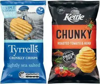 Coles Kettle Chunky Potato Chips 150g or Tyrrells Crisps 165g offer