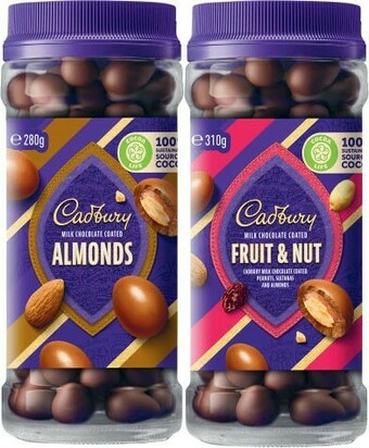 Coles Cadbury Chocolate Coated Fruit & Nut 280g-340g offer