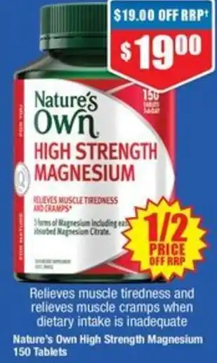 Chemist Warehouse Nature's Own High Strength Magnesium 150 Tablets offer