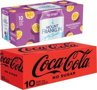 Coles Coca-Cola, Fanta or Sprite Soft Drink or Mount Franklin Sparkling Water 10x375mL offer