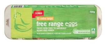 Coles Coles Australian Free Range Eggs 12 Pack 700g offer