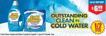 Chemist Warehouse Cold Power Advanced Clean Laundry Liquids 1 Litre or Powder 1kg offer