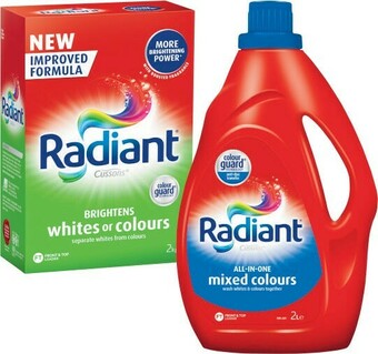 Coles Radiant Laundry Liquid 2 Litre or Powder 2kg offer