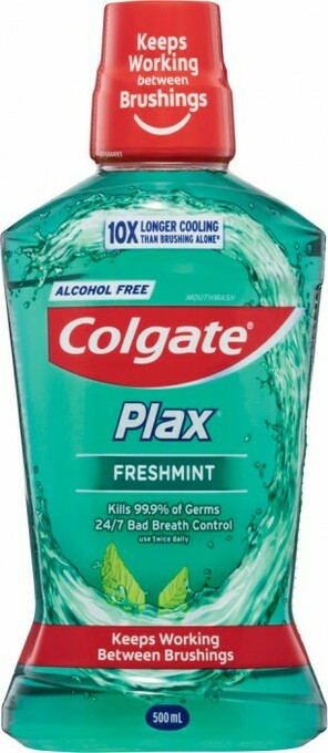 Coles Colgate Plax Freshmint or Peppermint Mouthwash 500mL offer