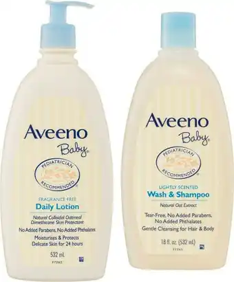 Coles Aveeno Baby Daily Wash & Shampoo or Daily Lotion 532mL offer