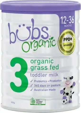Coles Bubs Organic Grass Fed Formula Stage 3 800g offer