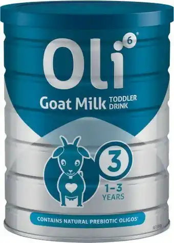 Coles Oli 6 Goat Milk Toddler Drink Stage 3 or Junior Drink Stage 4 Formula 800g offer