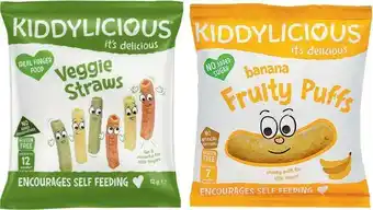 Coles Kiddylicious Veggie Straws 12g or Banana Fruity Puffs 10g offer