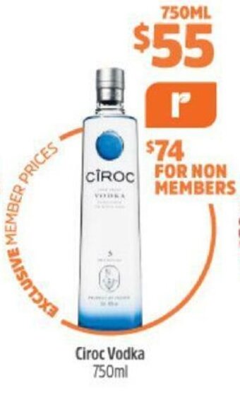 Woolworths Ciroc Vodka 750ml offer